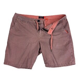 Superdry International Chino Shorts Mens 38W‎ Red Stripe Casual Drawstring